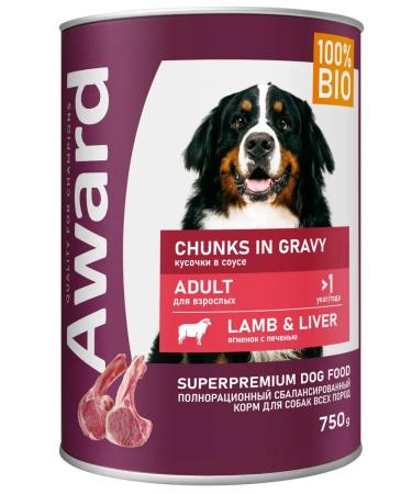 AWARD Wet feed for dogs lamb and liver 750 g - Buy Online on GoSupps.com