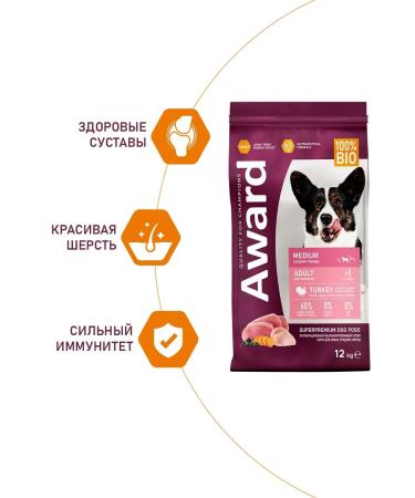 AWARD Dry food for dogs turkey and chicken 12 kg - Buy Online on GoSupps.com