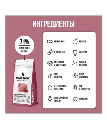 BOWL WOW Dry food for cats with turkey and beets 400 g - Buy Online on GoSupps.com