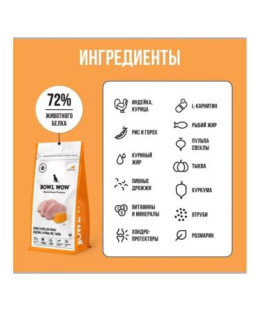BOWL WOW Dry food for dogs with turkey and chicken 5 kg - Buy Online on GoSupps.com
