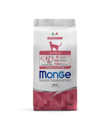 MONGE Dry food for sterilized cats with beef 1.5 kg - Buy Online on GoSupps.com