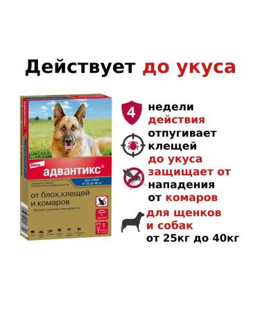 Elanco Drops for dogs 25-40kg from fleas 1p*4ml - Buy Online on GoSupps.com