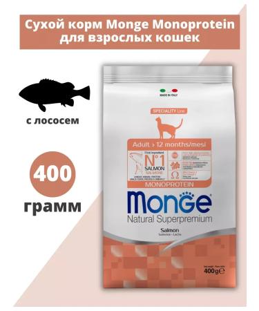 MONGE Dry food for adult cats with salmon 400 grams