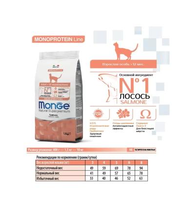 MONGE Dry food for adult cats with salmon 400 grams - Buy Online on GoSupps.com