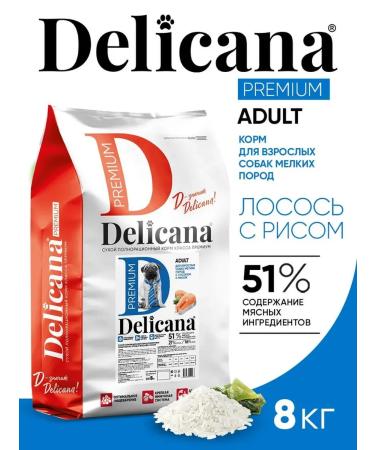 Delicana Dry food for dogs for small breeds salmon rice 8kg
