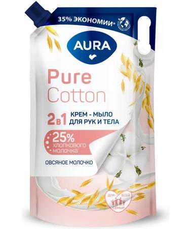 Aura Cream-soap Pure Cotton 2B1 cotton and oatmeal 850 ml