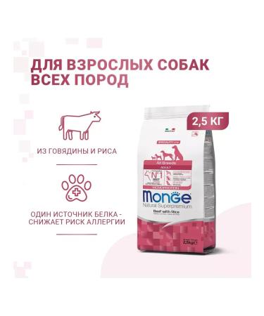 MONGE Adult dog food all beef and rice 2.5 kg - Buy Online on GoSupps.com