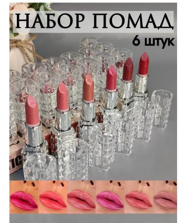 Set of pearl lipsticks for lips 6pcs