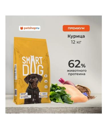 Smart Dog Dry food for adult dogs of large breeds with chicken 12 kg