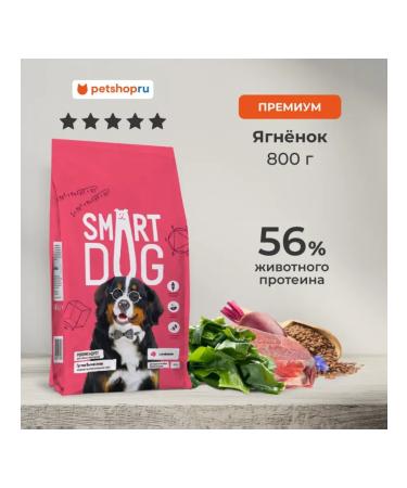 Smart Dog Dry food for adult dogs of large breeds with lamb 0.8 kg