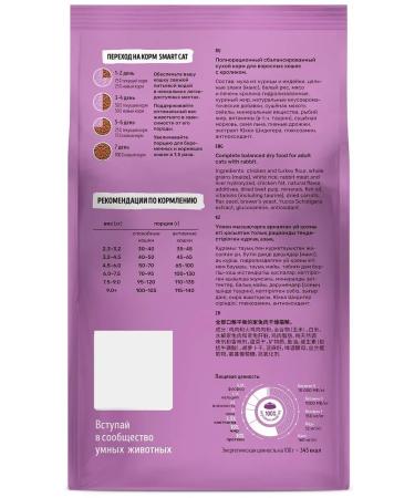 Smart Cat Dry food for adult cats with rabbit and vegetables 0.4 kg - Buy Online on GoSupps.com