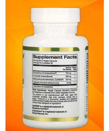 California Gold Nutrition Glucosamine chondroitin MSM hyaluronic acid 60 pcs - Buy Online on GoSupps.com