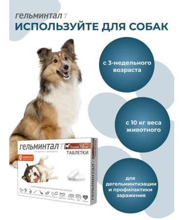 Helmintal tablets for dogs more than 10 kg 2 tablet E304 - Buy Online on GoSupps.com