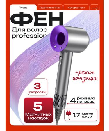 Powerful hairdryer with nozzles