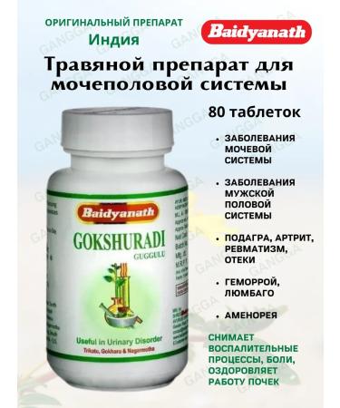 Baidyanath Herbal tea for the urinary system and kidneys Gokshuradi Guggulu 80 tablets