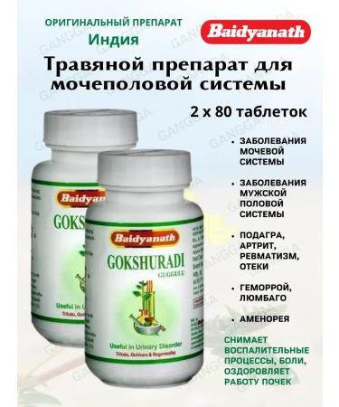 Baidyanath Herbal tea for the urinary system and kidneys Gokshuradi Guggulu 2x80 tablets