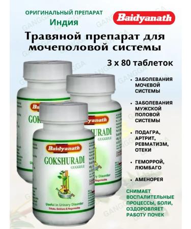 Baidyanath Herbal tea for the urinary system and kidneys Gokshuradi Guggulu 3x80 tablets