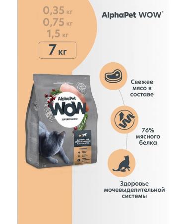 AlphaPet Dry feed WOW for sterilized cats with chicken 7kg - Buy Online on GoSupps.com