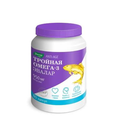 Evalar Triple omega -3 capsules 950mg 1300 mg 80pc -1 units