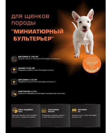 Quattro Feed for puppies is a miniature bull terrier with a turkey 12 kg - Buy Online on GoSupps.com