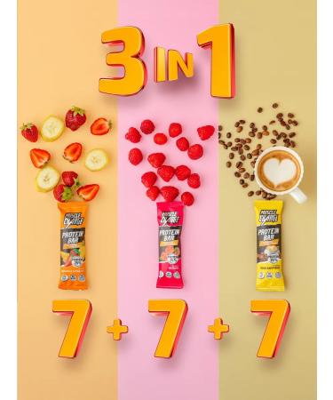 MuscleCharge Protein Bars Assorted Cappuccino + Raspberry + Banana-Strawberry