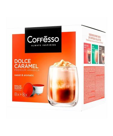 Coffee in Coffesso capsules "Dolce Caramel" for Dolce coffee machines - Buy Online on GoSupps.com