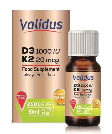 Validus Vitamin D3 + K2 drops 10 ml