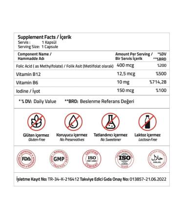 Validus Folat + B12 + B6 + iodine 60 capsules - Buy Online on GoSupps.com