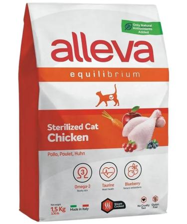 Alleva Dry food for sterilized cats Equilibrium with chicken 1.5 kg. - Buy Online on GoSupps.com