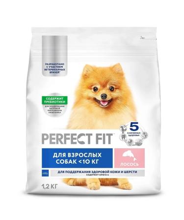 PERFECT FIT Dry food for adult dogs of small and miniature breeds to maintain healthy skin and coat salmon 1.2 kg