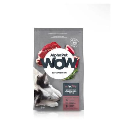AlphaPet WOW Medium Dry Food for Adult Dogs with Beef and Heart 2 kg - Buy Online on GoSupps.com