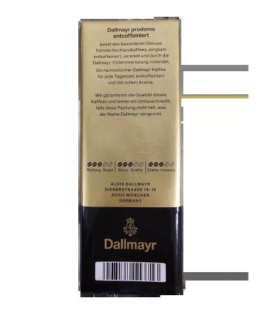dallmayr Ground Coffee Dalmair Produmo without caffeine 500 gr. - Buy Online on GoSupps.com