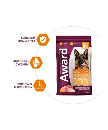 AWARD Dry food for dogs of large breeds with chicken and turkey 2kg - Buy Online on GoSupps.com