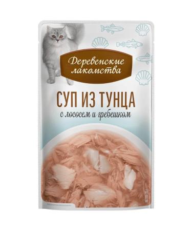 Country delicacies Cat soup from tuna with salmon and scallop 4pc x35 g - Buy Online on GoSupps.com