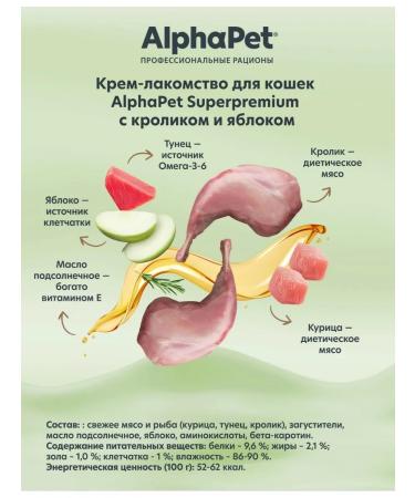 AlphaPet Cream for cats rabbit and apple 5 pcs - Buy Online on GoSupps.com