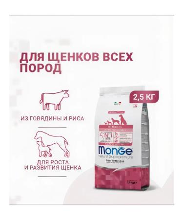 MONGE Dry food for puppies beef and rice 2.5 kg