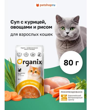 Organix Cat soup with chicken vegetables and rice. Wet food 80 g