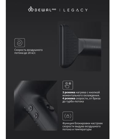 Dewal Hair hair dryer Legacy LD-1889 Black 1700 watts - Buy Online on GoSupps.com