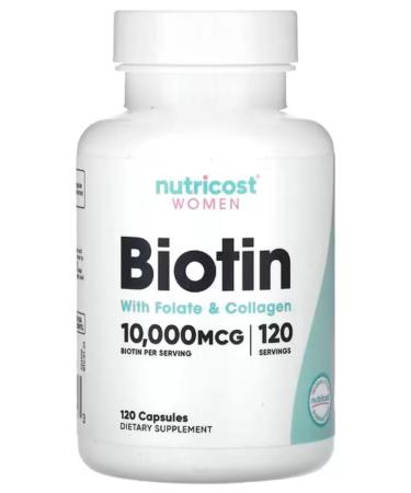 Nutricost Biotin 10 000 g with a folate and collagen 120 capsules