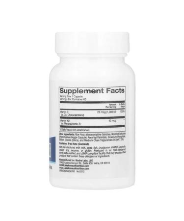 Lake Avenue Nutrition D3 +K2 60 plant capsules - Buy Online on GoSupps.com