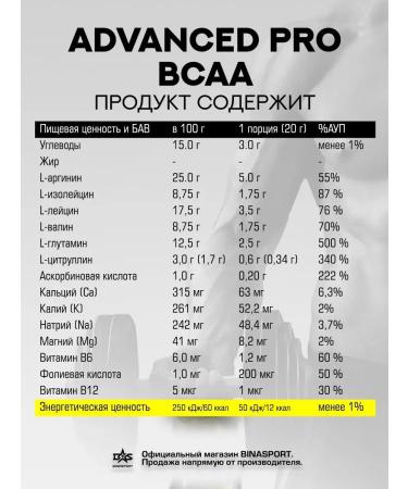 Binasport Advanced Pro BCAA powder 200 g (watermelon) - Buy Online on GoSupps.com