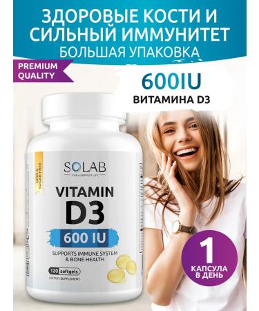SOLAB Vitamin D3 600 ME 120 D3 D3 D3 Capsules