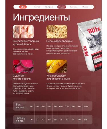 BLITZ Feed for cats dry 10 kg with chicken - Buy Online on GoSupps.com
