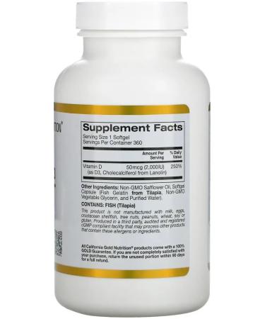 California Gold Nutrition Vitamin D3 D3 2000 360 capsules - Buy Online on GoSupps.com