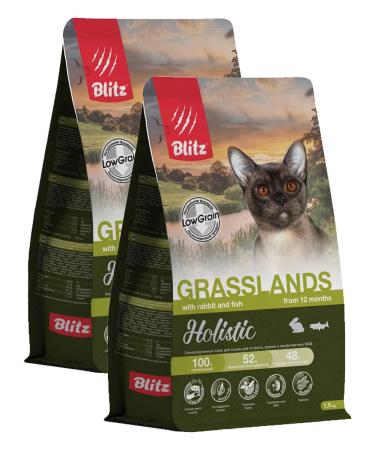 BLITZ Dry Holistic Grasslands food for cats turkey 1.5 kg 2 pcs - Buy Online on GoSupps.com