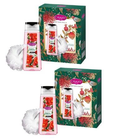 Camay Set flowers grenade shower gel 250+washcloth 2 un