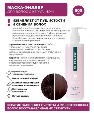 ADRICOCO Mask-filler hair with keratin universal - Buy Online on GoSupps.com