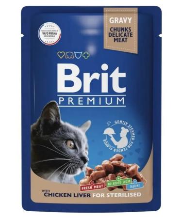 BRIT PREMIUM Sterilized cat food chicken liver 14 sh x 85g - Buy Online on GoSupps.com