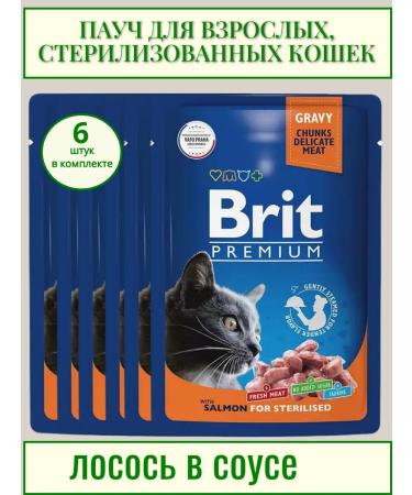 BRIT PREMIUM Feed for cats with salmon 6pcs x 85g