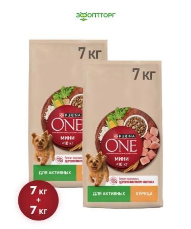 PURINA ONE Dry food mini "active" for small dogs chicken 14 kg
